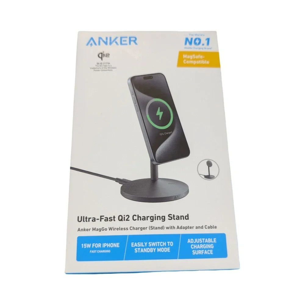 Pp5O Anker MagGo Ultra Fast Qi2 Magsafe Wireless Charging Stand - Black Open Box